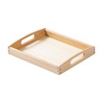 Budesoko Small Wooden Serving Tray with Handles, Rectangular Vintage Trays for Placing Food, Tea, Coffee, Breakfast, Living Room, Kitchen, Primary Colour, 9.84" x 7.87" x 1.57"
