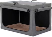Petsfit Dog Crates for Large Dogs with Thicken Mat, Adjustable Fabric Sleeve, Breathable Mesh Doors, Collapsible Dog Crate 91 cm L x 61 cm W x59 cm H Grey