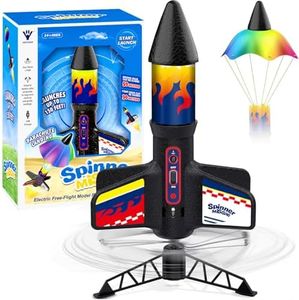 Rocket Launcher for Kids, Self-Launching 50m Motorized Air Rocket Toy ， Model Rockets with Parachute Safely Land,with LED Light Outdoor Rocket Kits Toys for Ages 8-13 Boy Birthday Gift