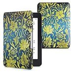 kwmobile Case Compatible with Amazon Kindle Paperwhite Case - eReader Cover - Vintage Gold Flowers Yellow/Blue/Dark Blue