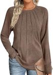 Zeagoo Womens Long Sleeve Dressy Shirt Casual Cotton Tunics for Fall Winter 2024 Lightweight Sweaters, Brown L