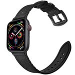 MIFA Compatible with Apple Watch Band 41mm 40mm 38mm, Leather Silicone Hybrid iWatch Bands for Men Women, Replacement Loop Vintage Sports iWatch Strap for Series 7 6 5 SE 4 3 2 1, Black Dots