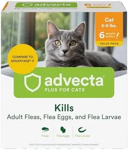 Advecta Plus Flea Prevention for Cats, Cat and Kitten Treatment & Control, Small and Large, Fast Acting Waterproof Topical Drops, 6 Month Supply