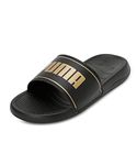 Puma unisex-adult Slide Max Black-Metallic Gold Slide Sandal - 8 UK (39453706)