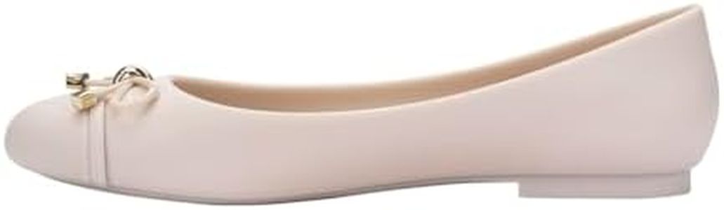 Melissa Doll V Jelly Flats for Women - Soft & Flexible Ballet Flats for Women, Bow Applique, Slip-on Closed-Toe Women’s Jelly Shoes, Light Beige, 8