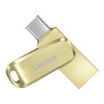 SanDisk 256GB Ultra Dual Drive Luxe Flash Drive smartphone storage, USB C memory stick up to 400 MB/s, reversible USB Type-C and USB Type-A connectors, for tablets, Macs, computers, Gold