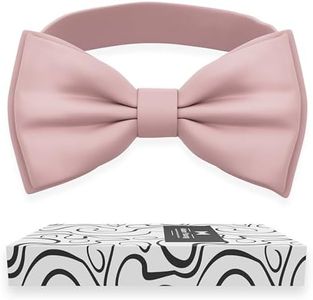 Adam Young Boy's Rose Pastel Bow Tie Pre-Tied Style Formal Satin Classic Bowtie for Tuxedo Faux Silk (Medium, Blush Pink)