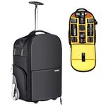 Neewer 2-in-1 Wheeled Camera Backpack Luggage Trolley Case - Anti-Shock Detachable Padded Compartment, Hidden Pull Bar and Strap, Durable, Waterproof for Camera, Tripod, Lens for Air Travelling