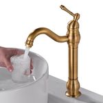 Brushed Gold Bathroom Tap 360° Swivel Single Handle Bath Mixer Tap Modern Elegant Kitchen Bathroom Water Tap Faucet for Vessel Sink, Farmhouse Vanity