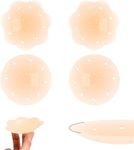 Awant Pasties Nipple Covers with Lift, Ultra-Thin Sticky Adhesive Bras Push Up (Circle+Pattern, Beige, 8cm)