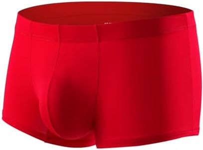 Arjen Kroos Men's Sexy Underwear Boxer Briefs Silky Breathable Trunks (1 Pack),A05-Red-AK7010,Large