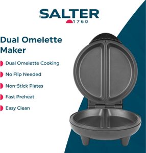 Salter Dual Omelette Maker – Non-Stick Double Egg Cooker, Deep Fill, 750W