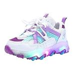 Kids Light Up Flashing Sneaker Led Athletic Running Shoes Lace Up Walking Sneakers for Toddler Luminous Bling, Purple, 8.5 Toddler