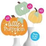 Big Dot of Happiness Little Pumpkin - Fall Birthday Party or Baby Shower Centerpiece Sticks - Table Toppers - Set of 15