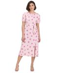 U.S. POLO ASSN. Women's Round Neck Puffed Sleeve Fit and Flare Dress (UWAW22DRS044_Pink_S)