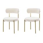 LivinVeluris Dining Chairs Set of 2, Modern Dining Chairs Mid-Century, Round Kitchen Chairs, Boulce Dining Chair with Gold Metal Legs, Kitchen Dining Room (Cream White/Gold Legs) (Set of 2)