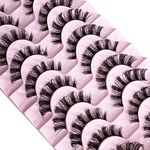 CNMTCCO False Eyelashes 10 Pairs Russian Strip Lashes Natural Fluffy Wispy D Curly Faux Mink Lashes Thick Short Soft Eyes Lash Reusable Fake Eyelashes (Naturally)