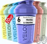 VELOMIX -4 PACK- 20 OZ Protein Shaker Bottles for Protein Mixes, Shaker Cups for Protein Shakes, Small Shaker Bottle Pack, Shaker Cup, Shaker Bottle Cups, Shakers for Protein Shakes