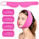 LotFancy Face Ice Pack Wrap with 4 Reusable Hot Cold Therapy Gel Packs, Pain Relief for TMJ, TMD, Chin, Wisdom Teeth, Oral and Facial Surgery, Dental Implants, Pink