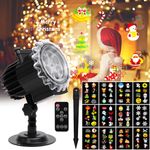 Christmas Projector Lights Outdoor, 2025 Upgraded 12 HD Slides LED Xmas Light with Remote Control, IP65 Waterproof Indoor Outdoor Snowflake Projector Lights for Christmas Xmas New Year Decorations