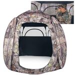 Hunting Blind 1-3 Person,300 Degree See Through Pop up Ground Blinds for Deer Turkey Duck Hunting, Bow Hunting Accessories, Double Side Zipper Window (Camouflage-White)