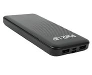 PWR UP 10000mAh Slim Portable Device Charger | Dual USB-A Output | Fast Charge USB-C Input | Charge Indicator LED Lights | Matte Black Color