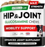 STRELLALAB – Treats Over Tablets! Tasty Dog Joint Supplement Chews – Advanced Joint Care with Glucosamine & Chondroitin – Made in UK – 120 Count
