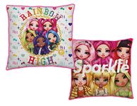 Rainbow High Officially Licensed Square Cushion Pillow | Character World Sparkle Dolls Design Stuffed Pillow Reversible 2 Sided Design | Perfect For Bedroom Décor