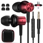 3.5mm Jack Earbuds Magnetic Wired Earphone for Samsung Galaxy A24 A15 A14 A13 A12 A03s S10e S10 in-Ear Headphone Noise Canceling HiFi Bass Stereo Corded Headset for Motorola Moto G Pure Play Black Red