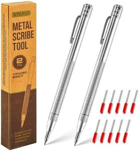 VIXAVI Metal Scribe Tool - Metal Scriber with Magnet - Aluminum Scribe with Tungsten Carbide Nib - Works with Wood, Metal, Plastic, Glass - Pack of 2 Scribers with 12 Replacement Marking Tips