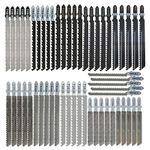 55pcs T-Shank Jigsaw Blade Set, High Carbon Steel Jigsaw Blades Set Fast Cut Down Assorted Blades for Wood, Plastic Metal Cutting