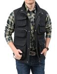 Sukany Men's Casual Lightweight Utility Vest Outdoor Fishing Safari Gilet Cargo Shooting Travel Waistcoat with Pockets Black XL