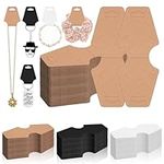 Glarks 200Pcs 5x2In Jewelry Display Cards, Brown Kraft Paper Self Adhesive Bracelet Display Cards, Hang Tags Card, Key Chains, Earring Packaging Cards for Necklaces