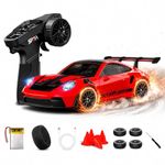 Royal Cellar RC Drift Car 1:24 Scale 4WD | 20KM/H High-Speed Remote Control Car with LED Lights | 2.4GHz Rechargeable Drift Racing Car with Extra Tires & Cones | Gift Boys & Girls (Sparking Porshe)