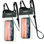 YUMQUA Waterproof Phone Pouch 2 Pack, [Up to 7.5"] IPX8 Waterproof Cell Phone Case Dry Bag Compatible with iPhone 15 14 13 12 11 Pro Max, Galaxy S23 S22 S21 Ultra S20+, Pixel 4 XL, Black