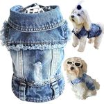 Cute Dog Jean Jacket, Cool Blue Pet Denim Coat Costume, Fashion Dog Puppy Clothes T-Shirt, Classic Soft Lapel Vests Comfort Pets Apparel for Small Medium Boy Girl Dogs Cats. (X-Large)