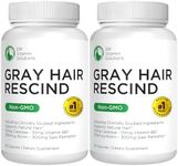 DR VITAMIN SOLUTIONS Gray Hair Rescind with Catalase - Antiaging Hair, Skin and Nails Vitamins, Pantothenic Acid, Folic Acid 400mcg, Biotin 300mcg, Saw Palmetto for Men and Women, 2-Pack