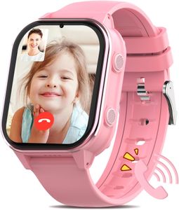 AXYWINBO Kids 4G Smartwatch – Pink GPS Tracker Watch