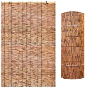 Outdoor Bamboo Roll Up Blinds for Patio Custom Size Reed Shades Anti-UV/Wide Cordless for Indoor/Outdoor Privacy 24 30 34 36 38 40 42 48 56 60 66 Inch(W90xH270cm/36x108in)