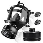 SupMusk Gas Mask, Full Face Gas Mask Survival Nuclear and Chemical with Standard 40mm Activated Carbon Filter, Tactical Reusable Respirator Mask for Gases Vapors Chemicals Spray Painting Grinding Dust