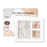 Baby Safe Hand and Footprint Frame Kit, 0-3 Years Newborn Boy & Girl, DIY Non-Sticky Clay Imprint Personalised Keepsake Gifts Milestone Baby Picture Frames Registry Nursery Decor Casting Kit