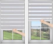 Blinhdome Cordless Custom Zebra Blinds for Window Blackout, Roller Dual Layer Sheer Shades or Privacy Light Control, Day and Night Window Shades for Room Darkening, Easy to Install, Light Grey