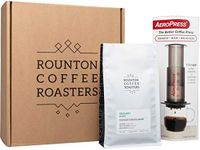 Rounton Coffee | Coffee Maker Gift Set with a 250g bag of Freshly Roasted Coffee | Complete Coffee Maker with 350 filters, scoop and stirrer | Espresso on the GO! (Medium Grind)