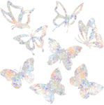 4 Sheets/32pcs Butterfly Static Window Clings Anti-Collision Window Decals for Anti Collision Prevent Bird Strikes, Colorful Prism Pattern Alert Stickers to Protect Wild Birds Against Glass