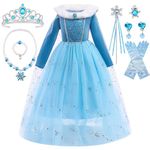 Elsa Dress up for Girls,Frozen Princess Dress Winter Frozen Costumes for Birthday Party Cosplay Little Girls