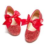 Kiderence Little Toddler Girls Dress Shoes Ballerina Ballet Flats Kids Red Mary Janes Size 10