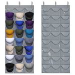 Dofilachy Hat Rack - Hat Organizer - Hat Racks for Baseball Caps, Visible Hat Holder - Baseball Hat Rack for Wall Door with 3 Hooks, 24 Deep Pockets