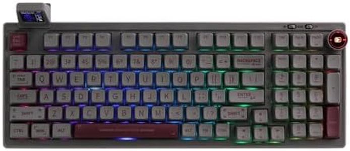 EPOMAKER RT100 97 Keys Gasket BT5.0/2.4G/USB-C Mechanical Keyboard with Customizable Display Screen, Knob, Hot Swappable Socket, 5000mAh Battery for Win/Mac (Retro White, Wisteria Tactile Switch)