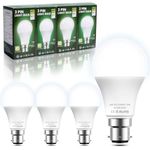 BrightArk BC3 3 Pin Light Bulbs,4 Pack 10W Energy Saving LED Light Bulb,75W Equivalent,15,000hrs Lifetime,Non Dimmable,6500k Cool White A60 LED Light Bulbs for Ceiling Light,Landing Light,Hallway