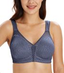 Lemorosy Women's Plus Size Full Coverage Non Padded Wireless Minimizer Bra -Comfort and Double Support (34DDD, Grey Blue)